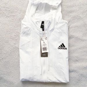 New With Tags [NWT] Men’s Adidas White Zip-up Windbreaker, Large